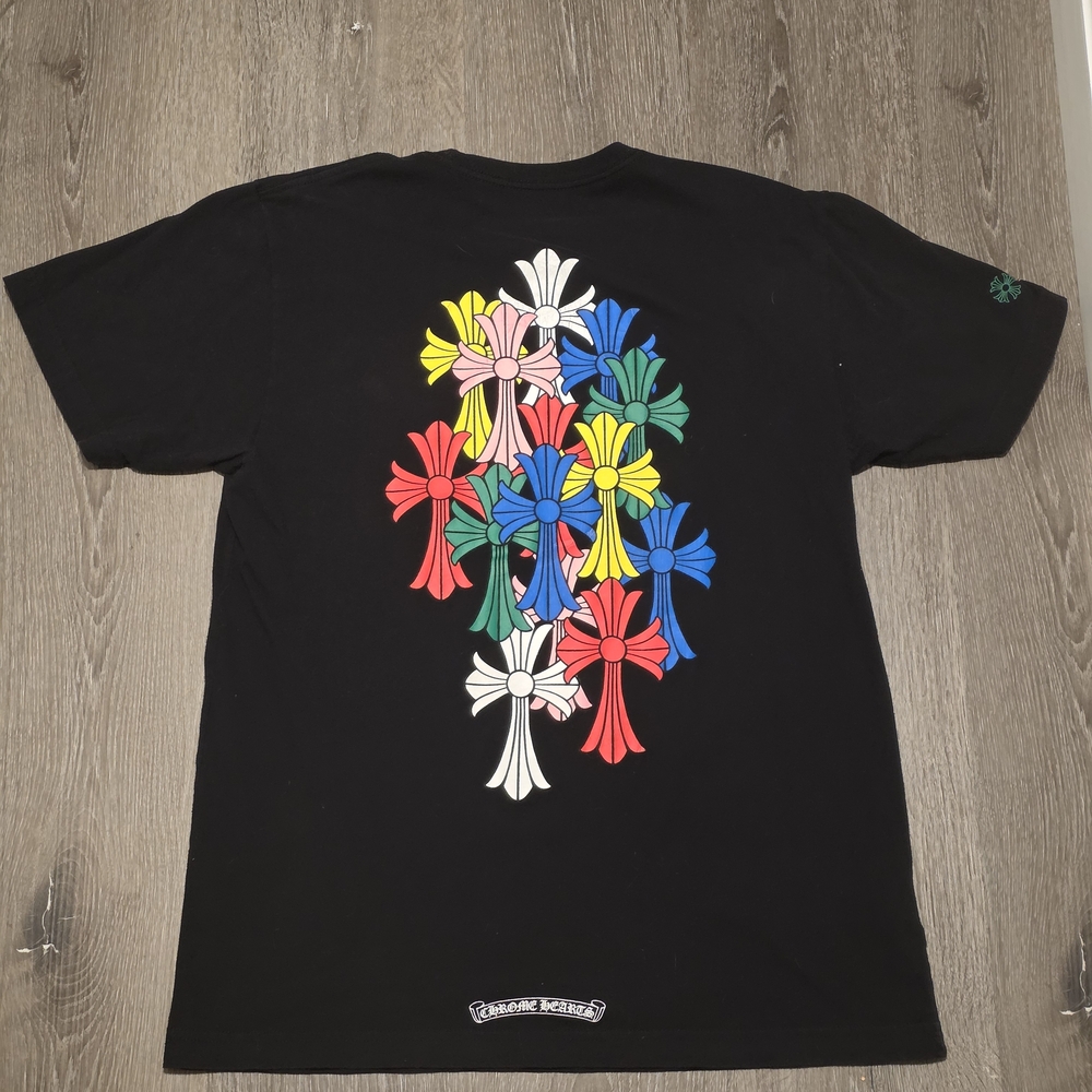 Chrome Hearts Multicolor Cross Cemetery Black Mens Large T Shirt